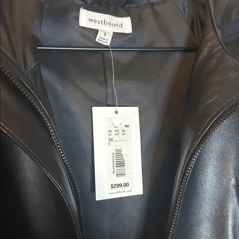 NWT Westbound Women's Black Hooded Lambskin Leather Jacket Size S